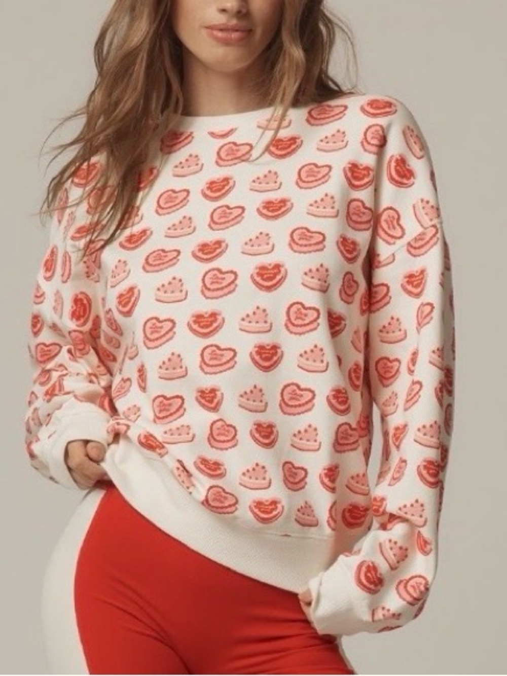 Beach Riot Devyn Long-Sleeve Cotton Heart Sweatshirt Small NWT